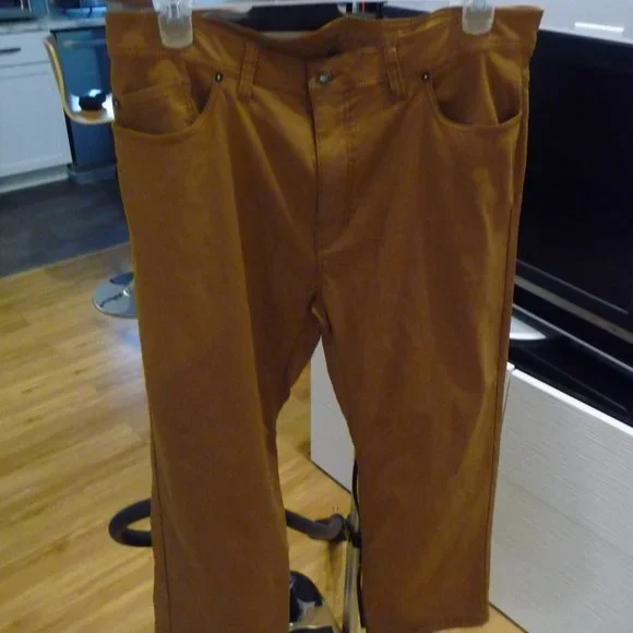 PRANA BREATHE SLIM FIT BROWN/GREEN OUTDOOR HIGHKING ATHLEISURE MAN PANTS  40/30 - Picture 8 of 13